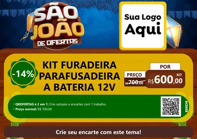 Modelo de Cartaz para Cartaz A4 Horizontal com o tema São João Ofertas Imbatíveis! - Junina para Maquinas e Ferramentas