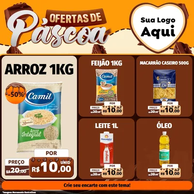Modelo de Rede Social para Feed Facebook com o tema Ofertas de Páscoa para Supermercado