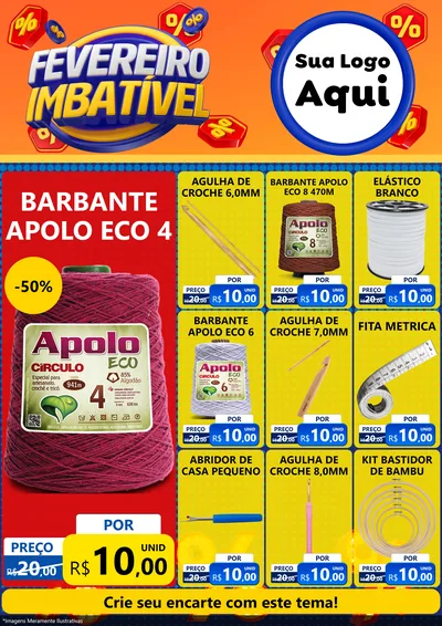 Modelo de Encarte para Encarte A4 Vertical com o tema Fevereiro Imbatível para Armarinho e Aviamentos