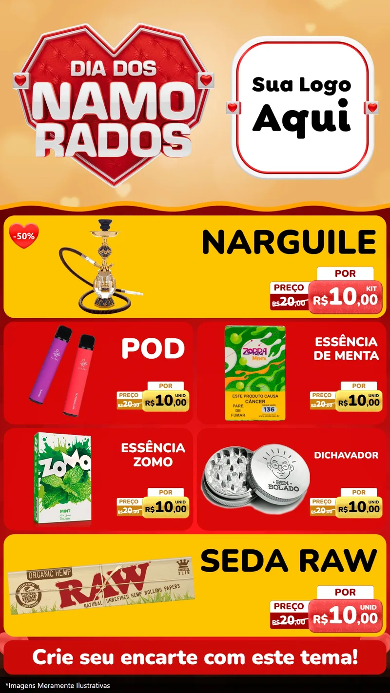 Modelo de TV para TV Vertical com o tema Dia dos Namorados para Tabacaria