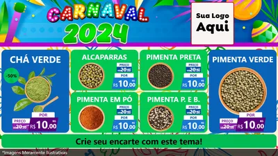 Modelo de TV para TV Horizontal com o tema Carnaval 2027 para Produtos Naturais
