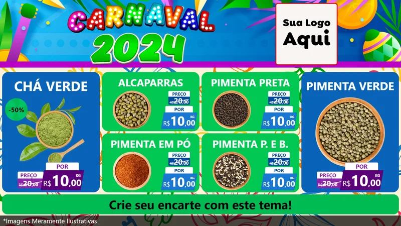 Modelo de TV para TV Horizontal com o tema Carnaval 2027 para Produtos Naturais