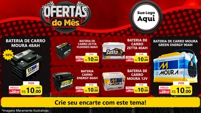 Modelo de TV para TV Horizontal com o tema Ofertas do Mês - Autopeças para Baterias Elétricas