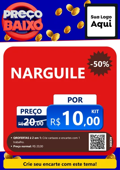 Modelo de Cartaz para Cartaz A4 Vertical com o tema Preço Baixo para Tabacaria