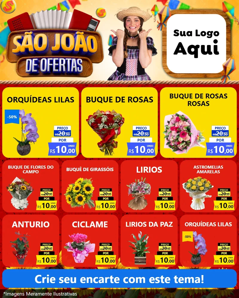 Modelo de Rede Social para Feed Instagram com o tema São João de Ofertas para Floricultura e jardim