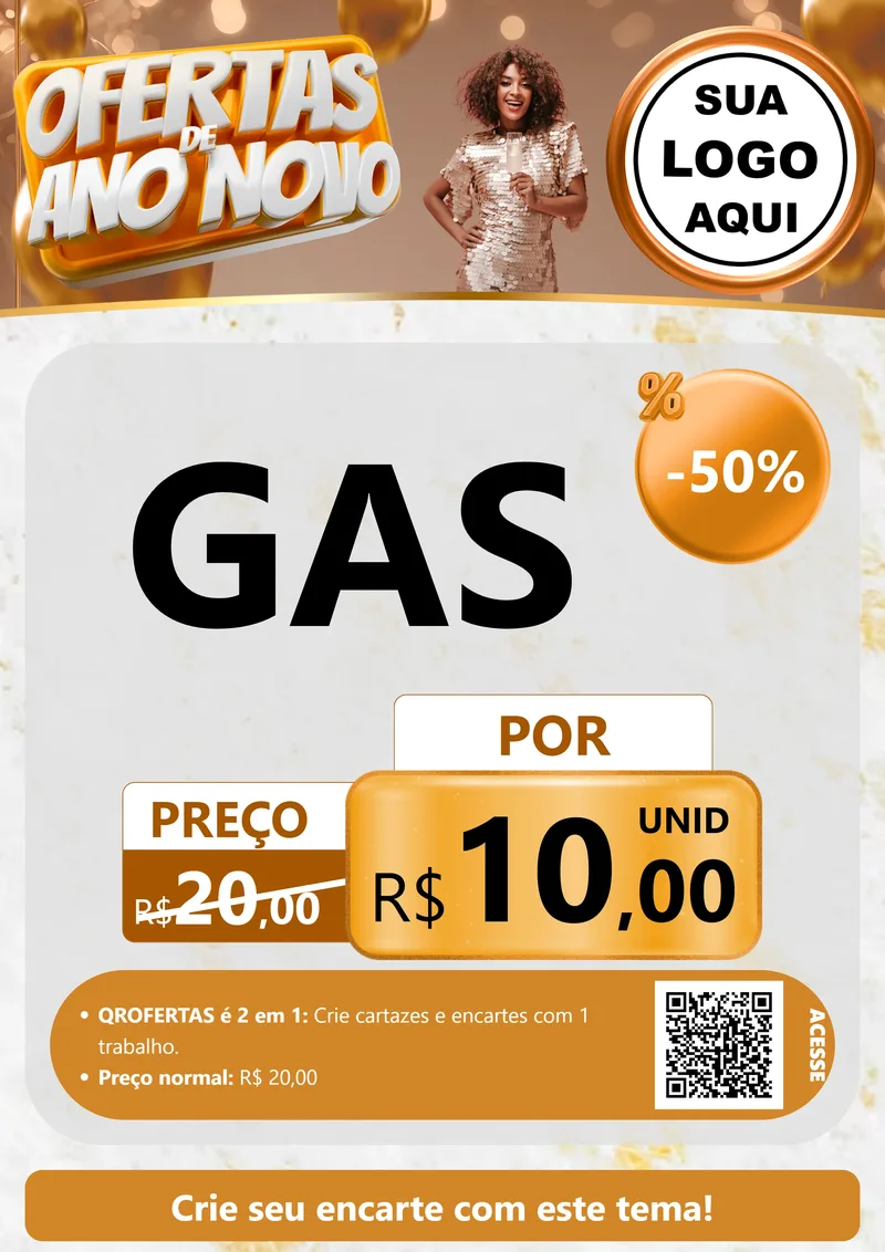 Modelo de Cartaz para Cartaz A4 Vertical com o tema Ofertas de Ano Novo para Água e gás