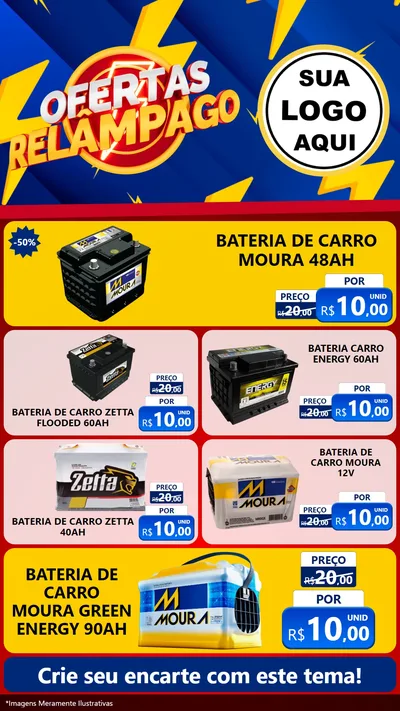 Modelo de TV para TV Vertical com o tema Ofertas Relâmpago para Baterias Elétricas