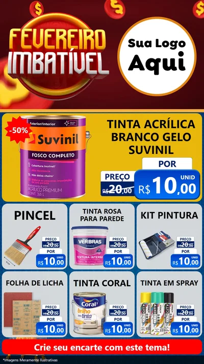 Modelo de Rede Social para Stories com o tema Fevereiro Imbatível para Tintas e Ferramentas