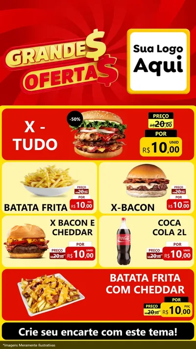 Modelo de TV para TV Vertical com o tema Grandes Ofertas para Hamburgueria