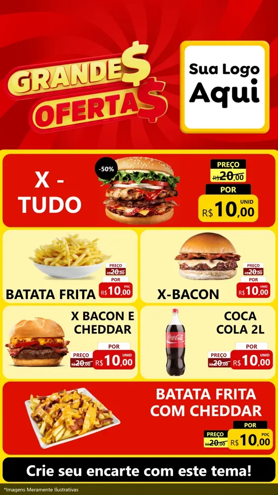 Modelo de TV para TV Vertical com o tema Grandes Ofertas para Hamburgueria