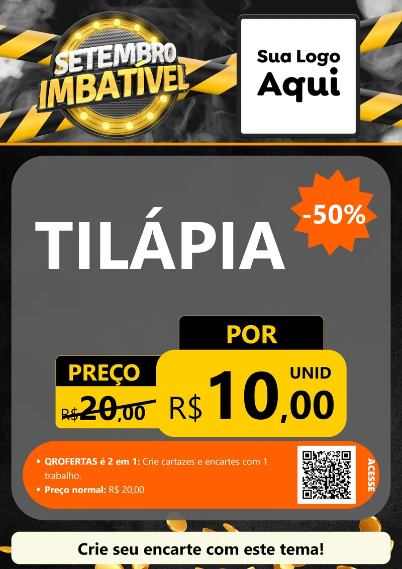 Modelo de Cartaz para Cartaz A4 Vertical com o tema Setembro Imbatível para Peixaria