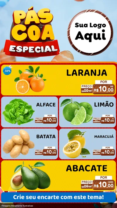 Modelo de TV para TV Vertical com o tema Páscoa Especial para Hortifrúti