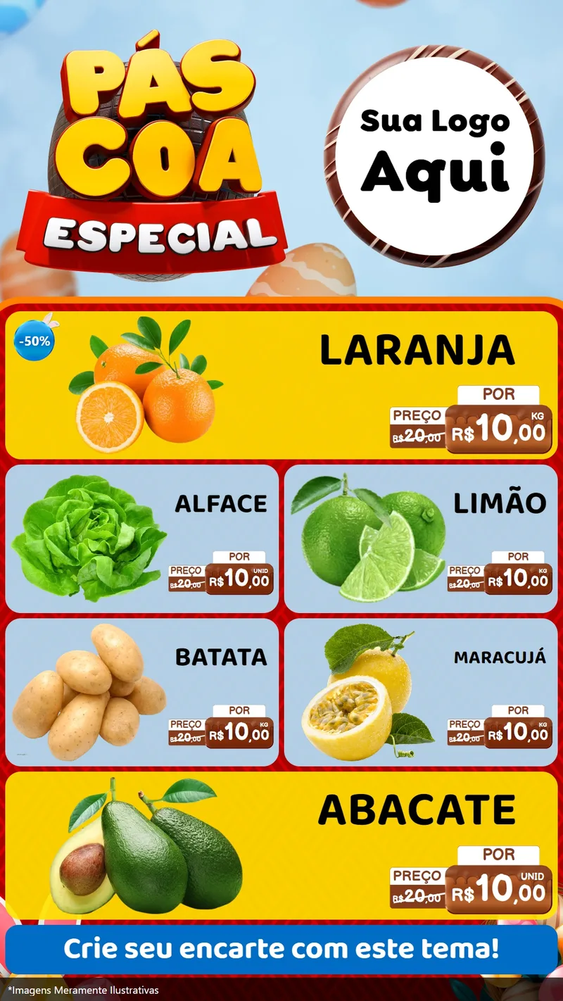 Modelo de TV para TV Vertical com o tema Páscoa Especial para Hortifrúti