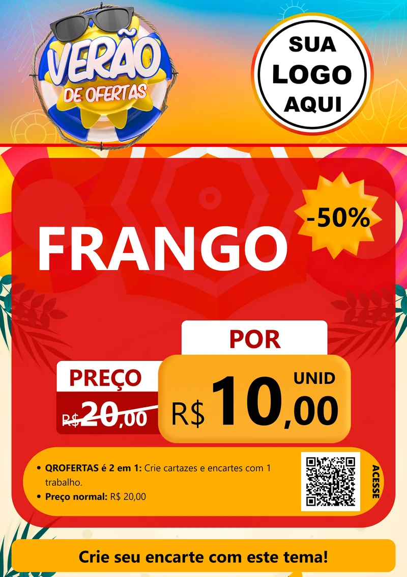 Modelo de Cartaz para Cartaz A4 Vertical com o tema Verão de Ofertas para Assados