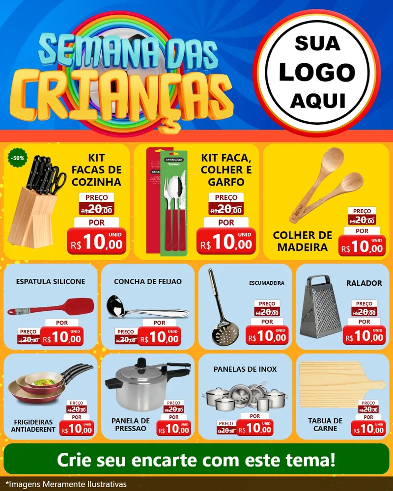 Modelo de Rede Social para Feed Instagram com o tema Semana das Crianças para Utilidades Domésticas