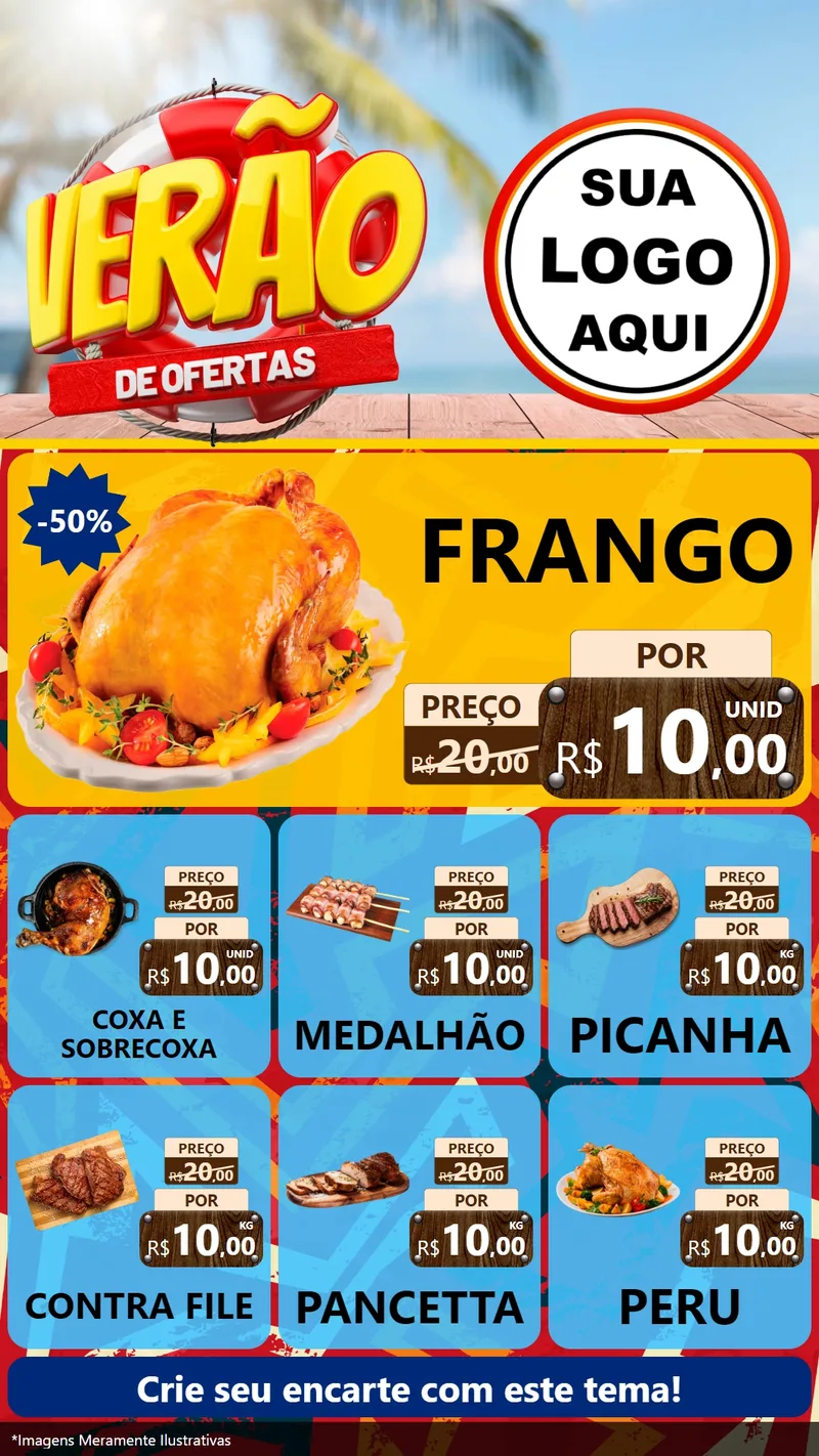 Modelo de Rede Social para Stories com o tema Verão de Ofertas para Assados
