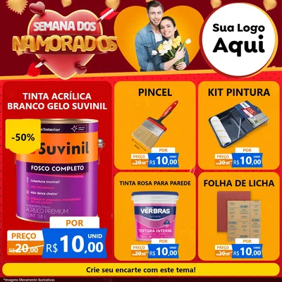 Modelo de Rede Social para Feed Facebook com o tema Semana dos Namorados para Tintas e Ferramentas