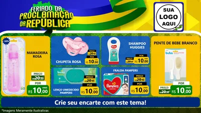 Modelo de TV para TV Horizontal com o tema Feriado da Proclamação da República para Bebês