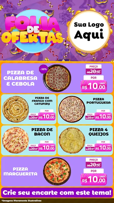 Modelo de TV para TV Vertical com o tema Folia de Ofertas para Pizzaria