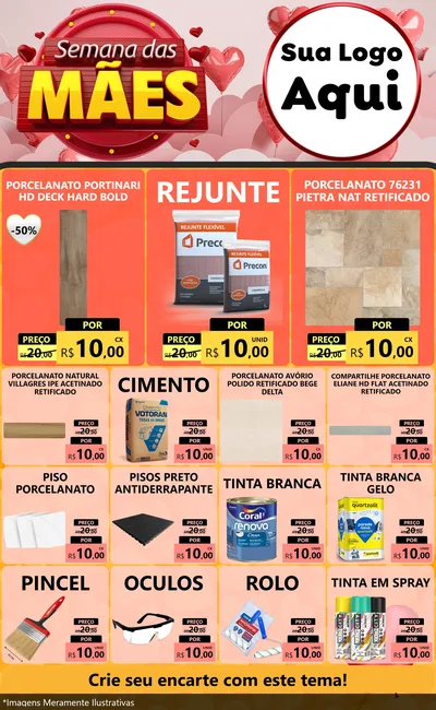 Modelo de Encarte para Encarte Grande com o tema Semana das Mães para Pisos e revestimentos