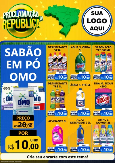 Modelo de Encarte para Encarte A4 Vertical com o tema Proclamação da República para Produtos de Limpeza