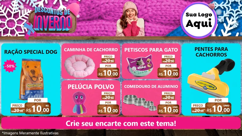 Modelo de TV para TV Horizontal com o tema Descontos de Inverno para Pet Shop