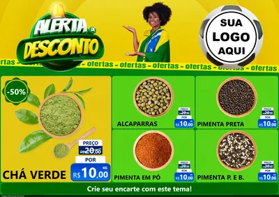 Modelo de Encarte para Encarte A4 Horizontal com o tema Alerta de Desconto para Produtos Naturais