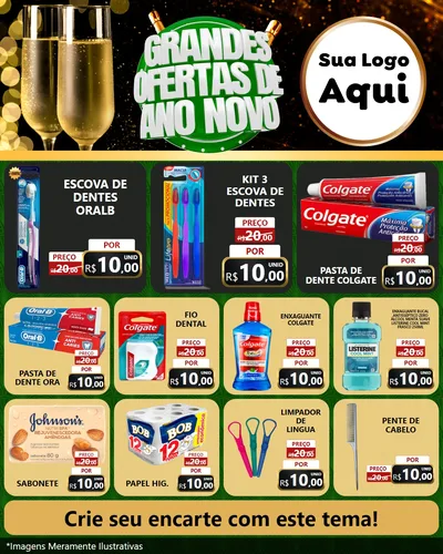 Modelo de Rede Social para Feed Instagram com o tema Grandes Ofertas de Ano Novo para Higiene Pessoal