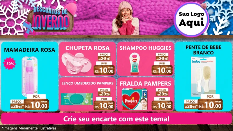 Modelo de TV para TV Horizontal com o tema Descontos de Inverno para Bebês