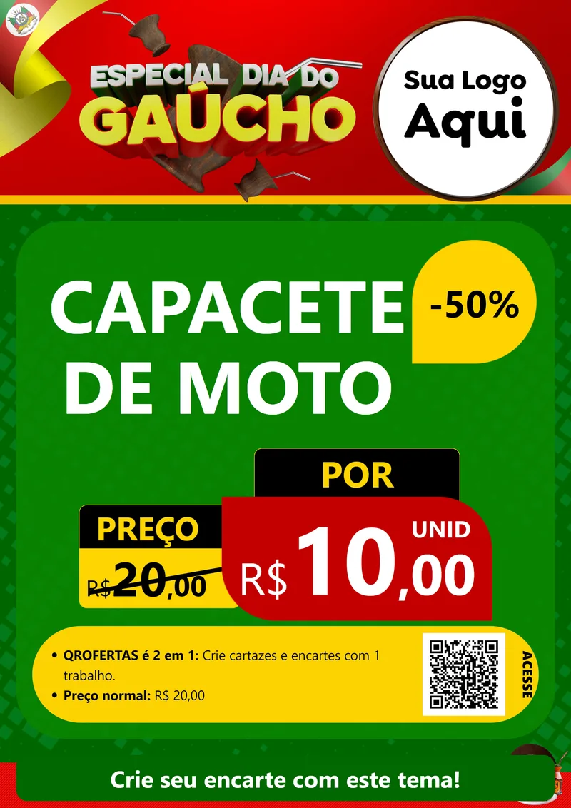Modelo de Cartaz para Cartaz A4 Vertical com o tema Especial Dia do Gaúcho para Moto peças