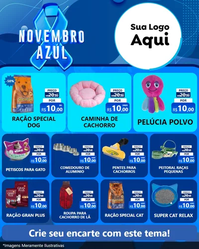 Modelo de Rede Social para Feed Instagram com o tema Novembro Azul para Pet Shop