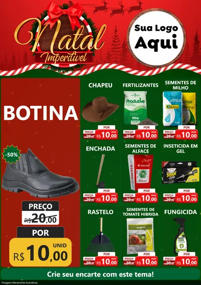 Modelo de Encarte para Encarte A4 Vertical com o tema Natal Imperdível para Agropecuária