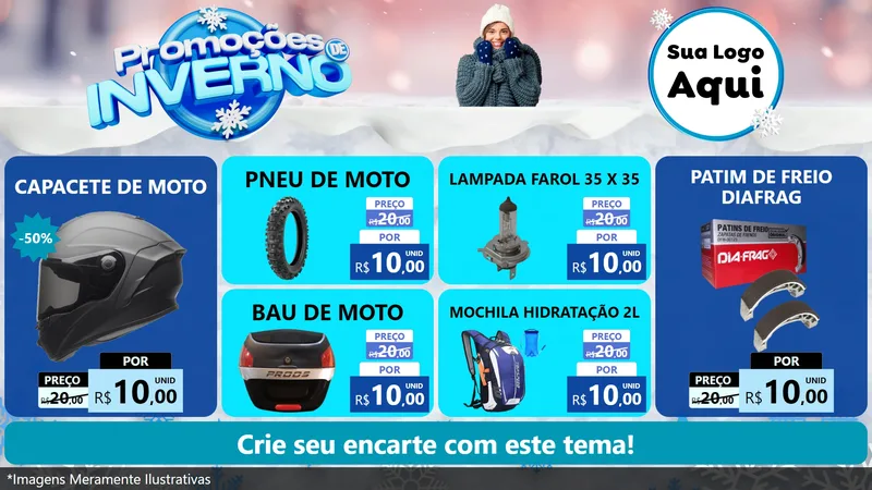 Modelo de TV para TV Horizontal com o tema Promoções de Inverno para Moto peças