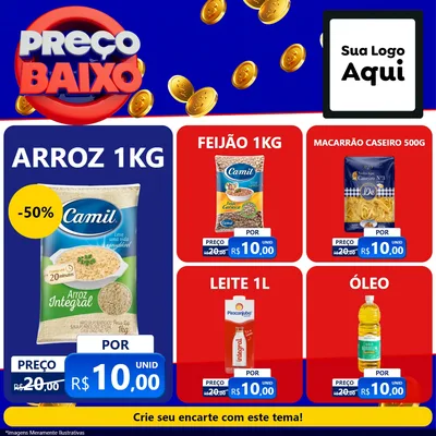 Modelo de Rede Social para Feed Facebook com o tema Preço Baixo para Supermercado