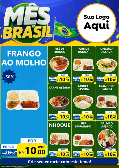 Modelo de Encarte para Encarte A4 Vertical com o tema Mês do Brasil para Restaurante