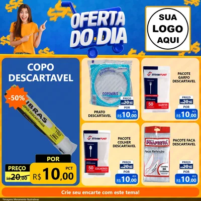 Modelo de Rede Social para Feed Facebook com o tema Oferta do Dia para Embalagens