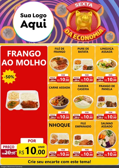 Modelo de Encarte para Encarte A4 Vertical com o tema Sexta da Economia para Restaurante