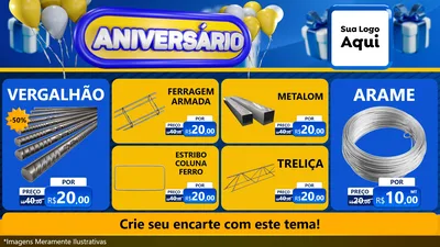 Modelo de TV para TV Horizontal com o tema Aniversário para Ferragens