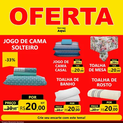 Modelo de Rede Social para Feed Facebook com o tema OFERTA - Vermelho Cartaz para Cama, Mesa e Banho