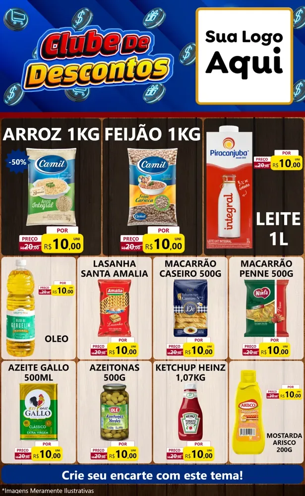 Modelo de Encarte para Encarte Grande com o tema Clube de Descontos para Supermercado