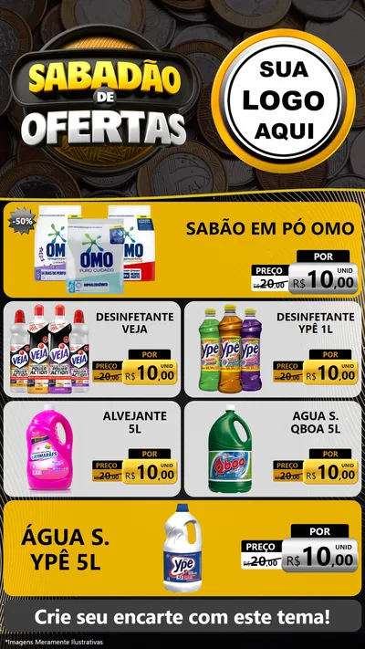 Modelo de TV para TV Vertical com o tema Sabadão de Ofertas para Produtos de Limpeza