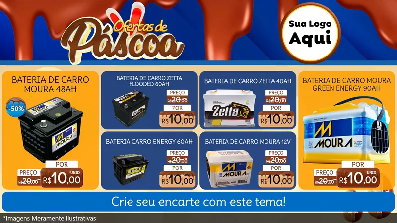 Modelo de TV para TV Horizontal com o tema Ofertas de Páscoa para Baterias Elétricas