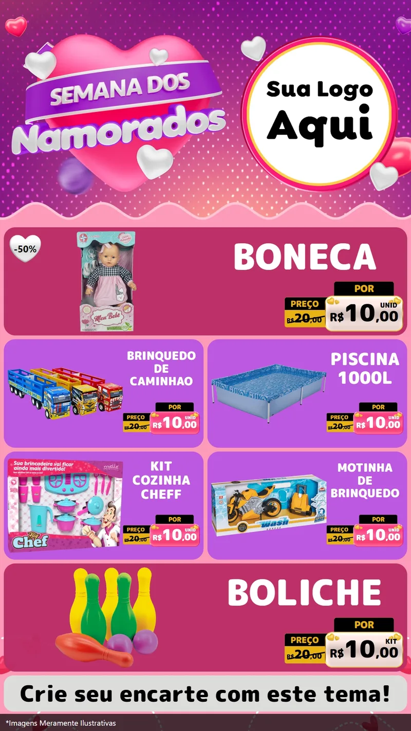 Modelo de TV para TV Vertical com o tema Semana dos Namorados para Brinquedos