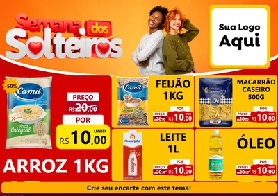 Modelo de Encarte para Encarte A4 Horizontal com o tema Semana dos Solteiros para Supermercado