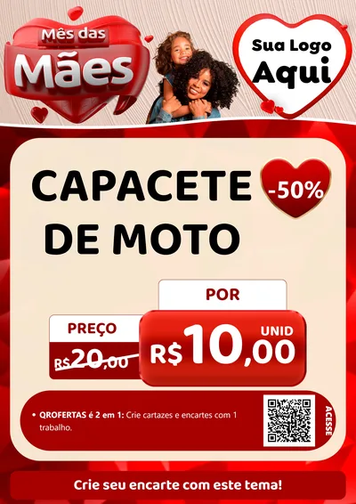 Modelo de Cartaz para Cartaz A4 Vertical com o tema Mês das Mães para Moto peças