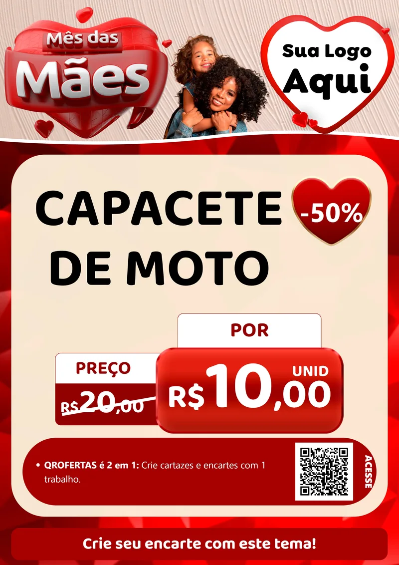 Modelo de Cartaz para Cartaz A4 Vertical com o tema Mês das Mães para Moto peças