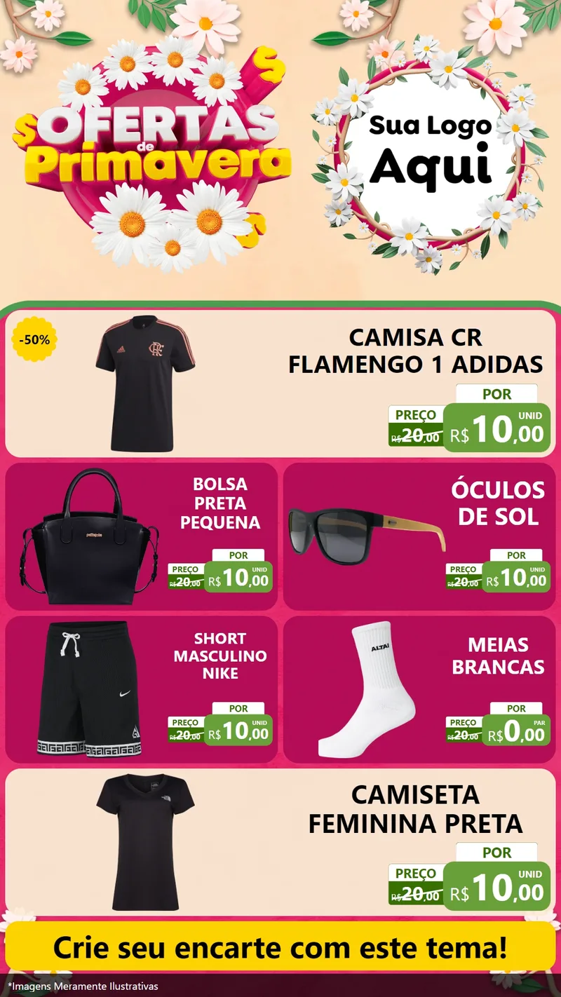 Modelo de TV para TV Vertical com o tema Ofertas de Primavera para Roupas e acessórios