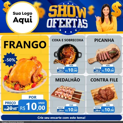 Modelo de Rede Social para Feed Facebook com o tema Show de Ofertas para Assados