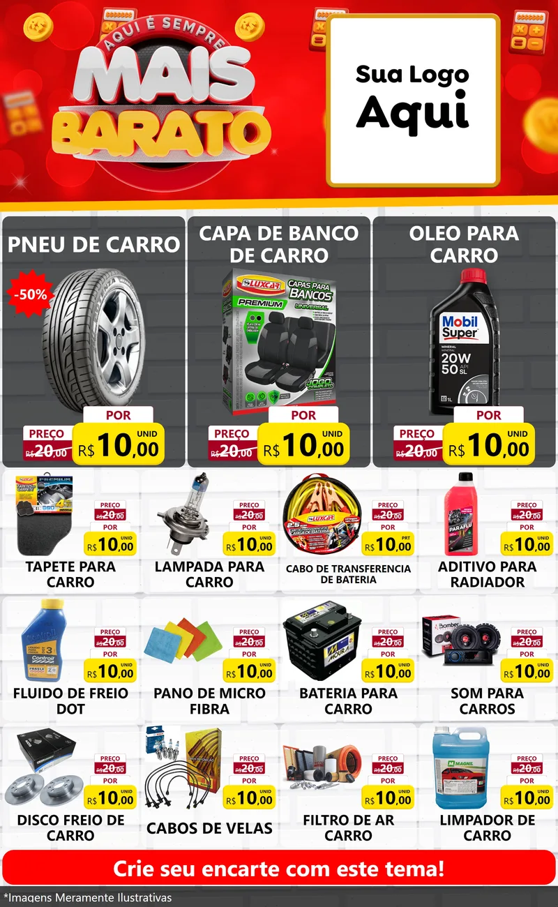 Modelo de Encarte para Encarte Grande com o tema Mais Barato para Auto peças