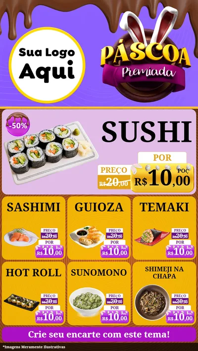 Modelo de Rede Social para Stories com o tema Páscoa Premiada para Comida japonesa